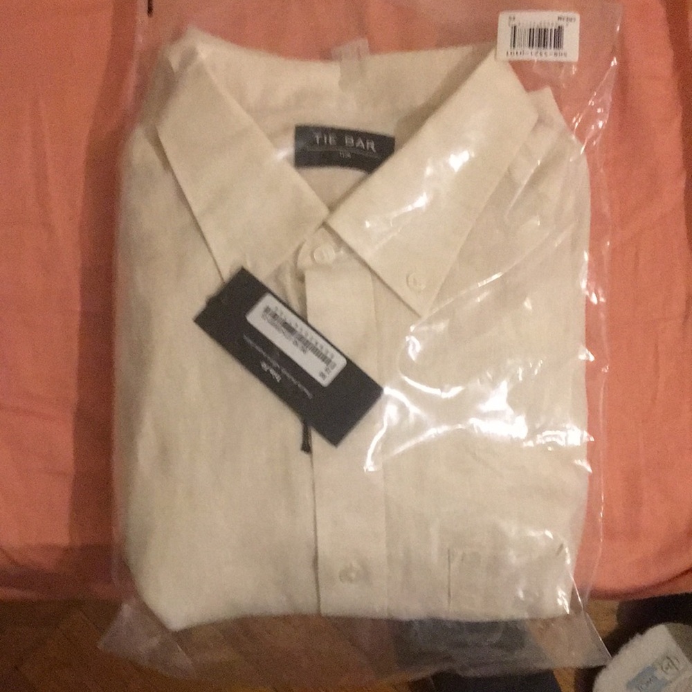 Tie Bar - Linen Cream Casual button-up